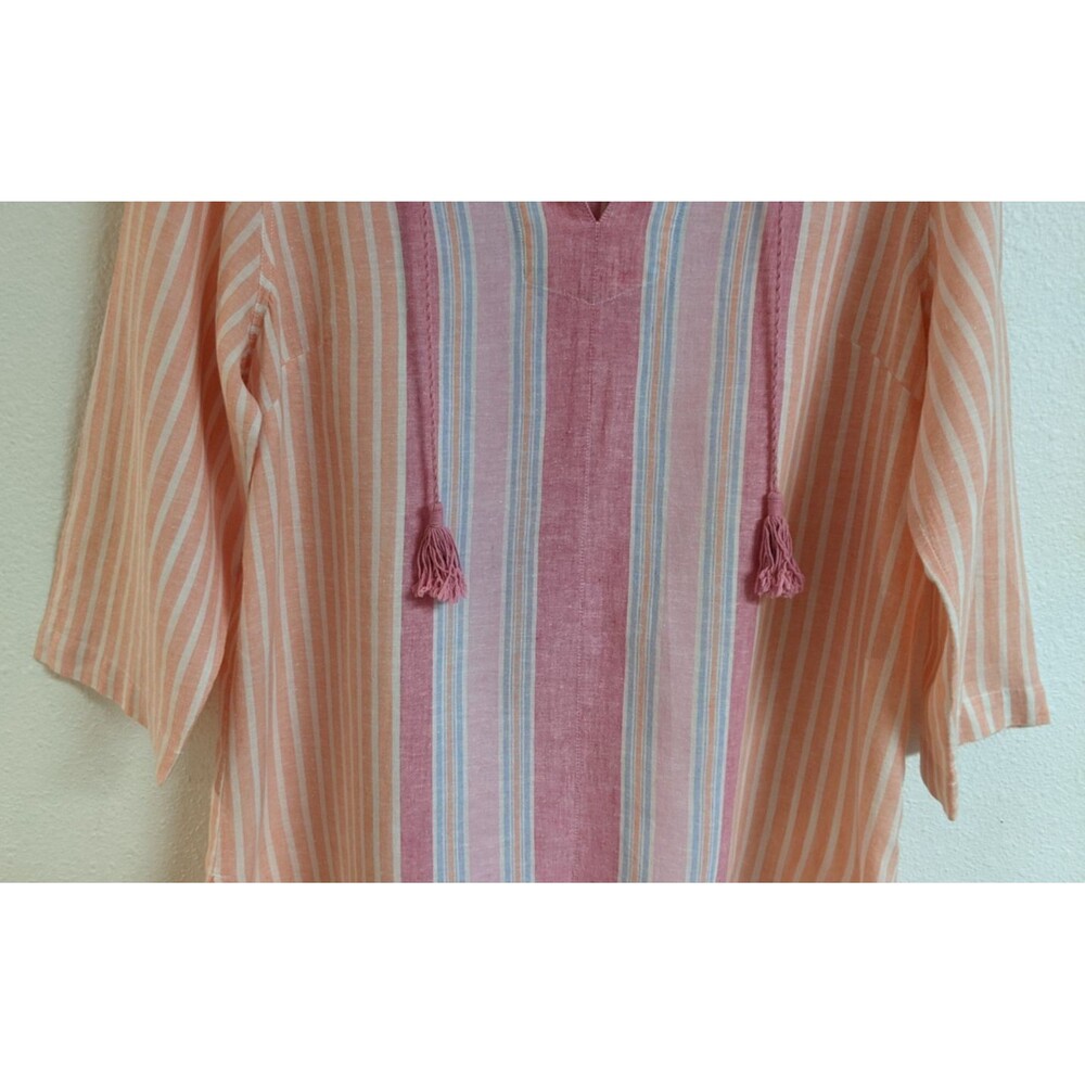 Women's TOMMY BAHAMA Striped Hooded "Lovely Lanes" Linen Blend Baja Top M - Picture 5 of 16